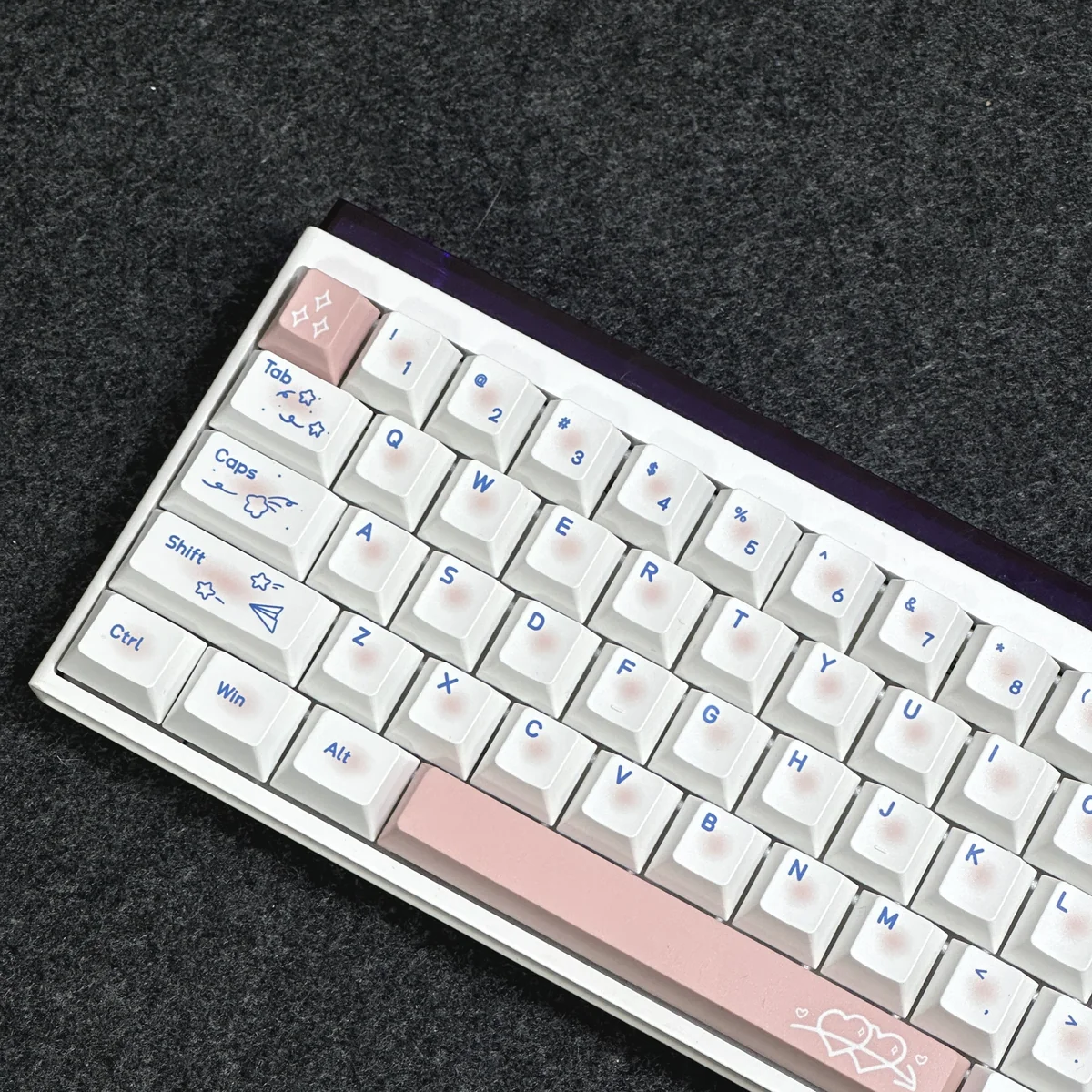 Close-up of Heartbeat keycap with crisp dye-sublimated legends