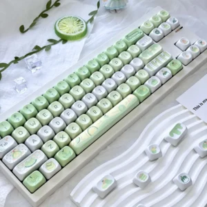 Honeydew Ice Cream MOA Keycap Set on mechanical keyboard with pastel theme