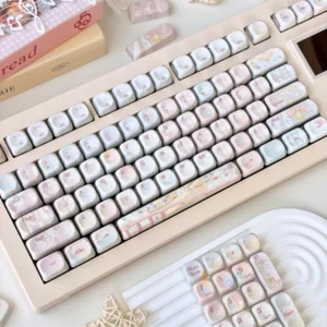 Macro shot of a specific Dreamy Girl novelty keycap, showcasing intricate design