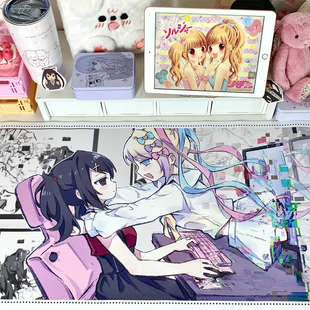 Detailed shot of KAngel character art on Desk Mat with crisp legends