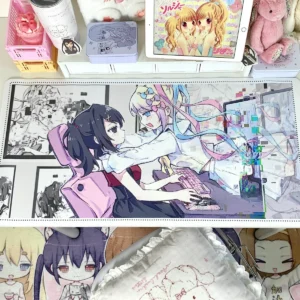 KAngel Needy Streamer Overload desk mat on working desk