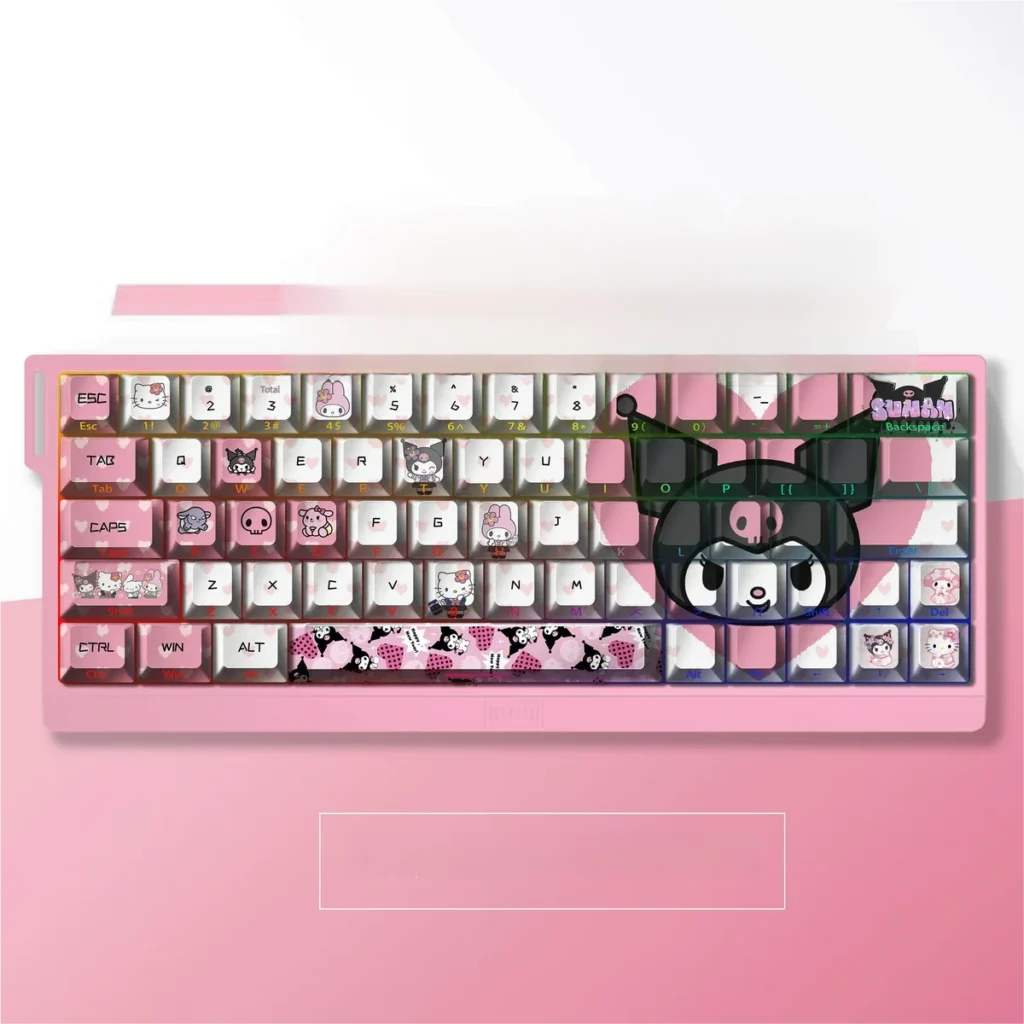 Kuromi PBT Dye-Sub Cherry Profile Keycap Set on mechanical keyboard