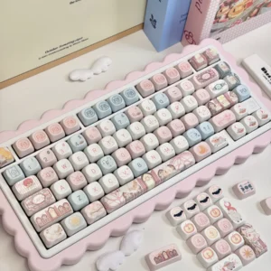 Full layout view of the Little Lamb Keycap Set, demonstrating compatibility with a 114-key ANSI mechanical keyboard.
