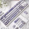 Lost Garden PBT Keycap Set on a white mechanical keyboard, showcasing botanical design