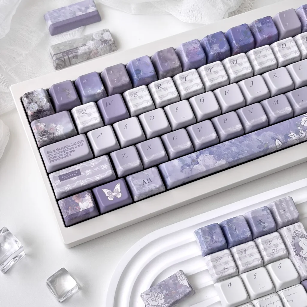 Lost Garden Keycap Set with various novelty keys, featuring ethereal flora