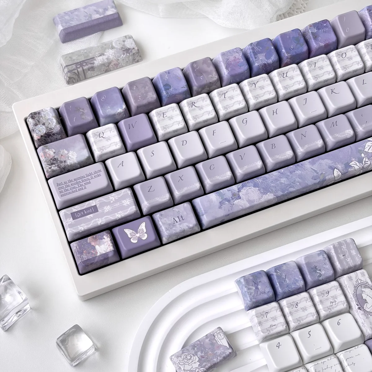 Lost Garden Keycap Set with various novelty keys, featuring ethereal flora