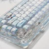 Full layout view of the Zayne Love Deepspace keycap set installed on a keyboard with subtle backlighting