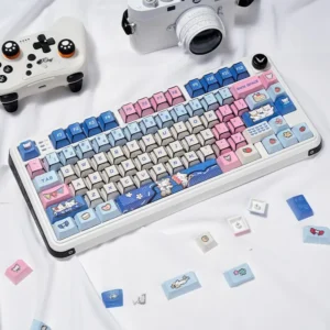 Manga Kitten PBT Dye-Sub Keycap Set on a white mechanical keyboard