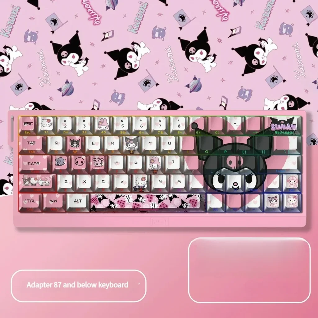 Mischievous Kuromi-themed keycaps for custom keyboards