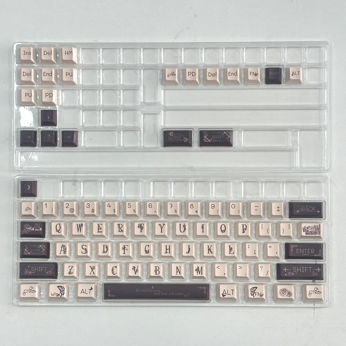 Angle view of Music Rose Cherry Keycap Exquisite Music Rose PBT showing color layering and layout presence
