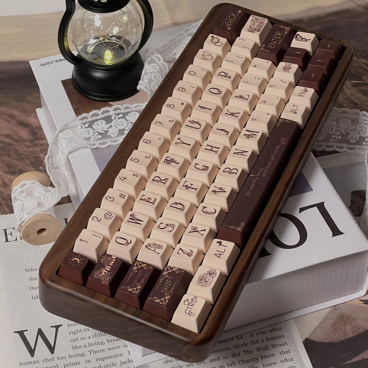 Music Rose Cherry Keycap Exquisite Music Rose PBT hero image featuring Music Rose Keycap Set