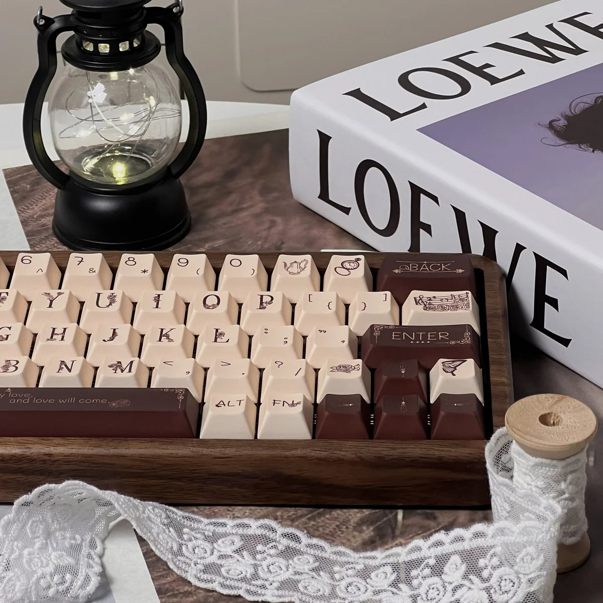 Detailed texture view of Music Rose Cherry Keycap Exquisite Music Rose PBT design and material