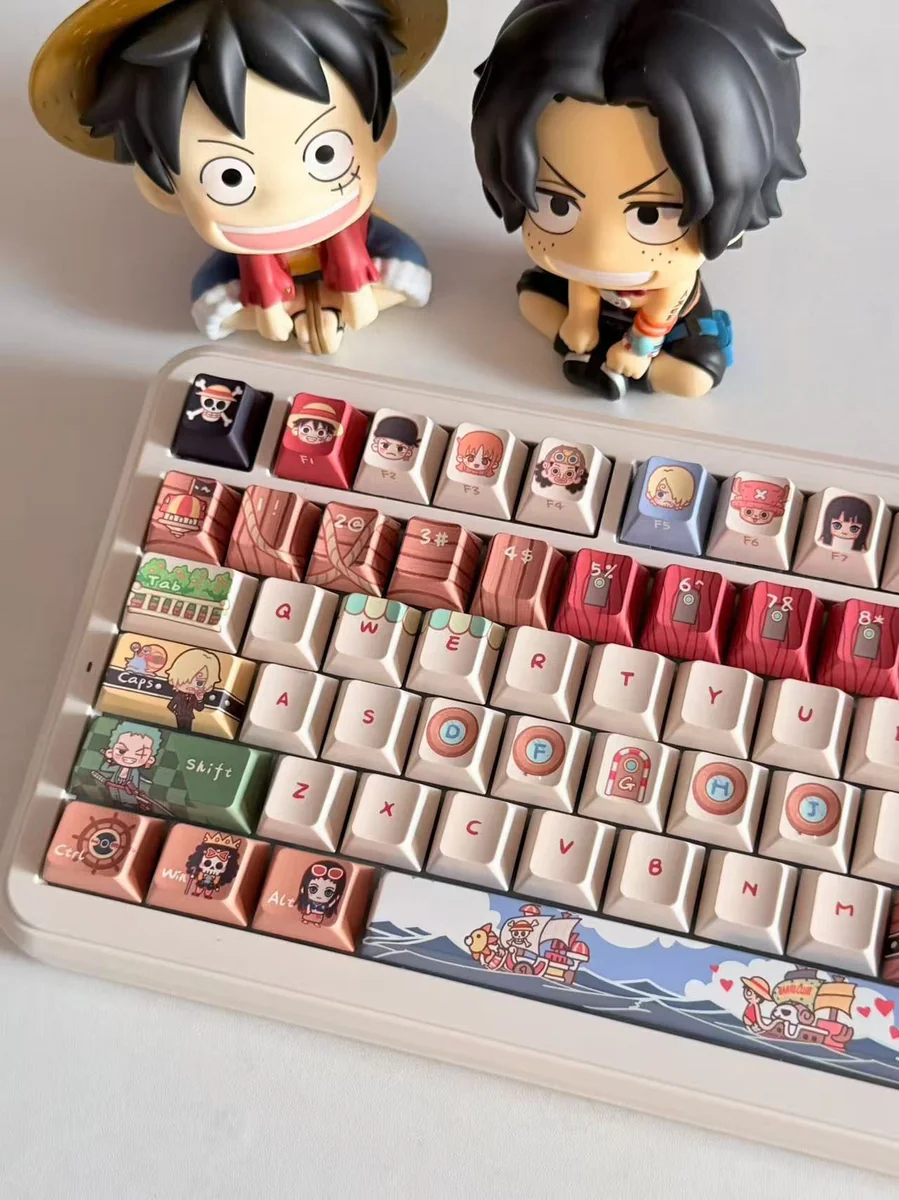 Detailed view of Nami and Usopp PBT keycaps