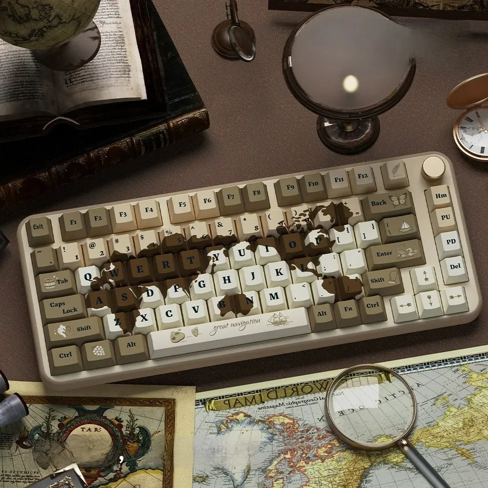 Old World PBT Dye-Sub Keycap Set full layout on a mechanical keyboard