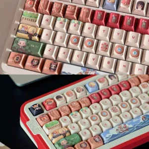 One Piece Straw Hat Crew PBT Keycap Set on keyboard