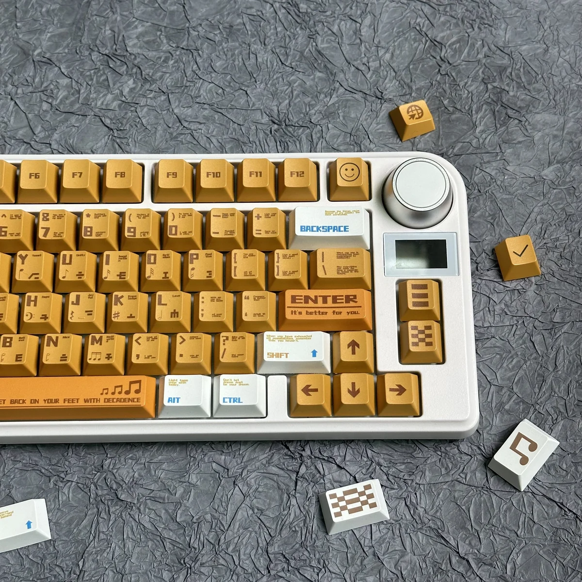 Full layout view of Orange Music keycap set