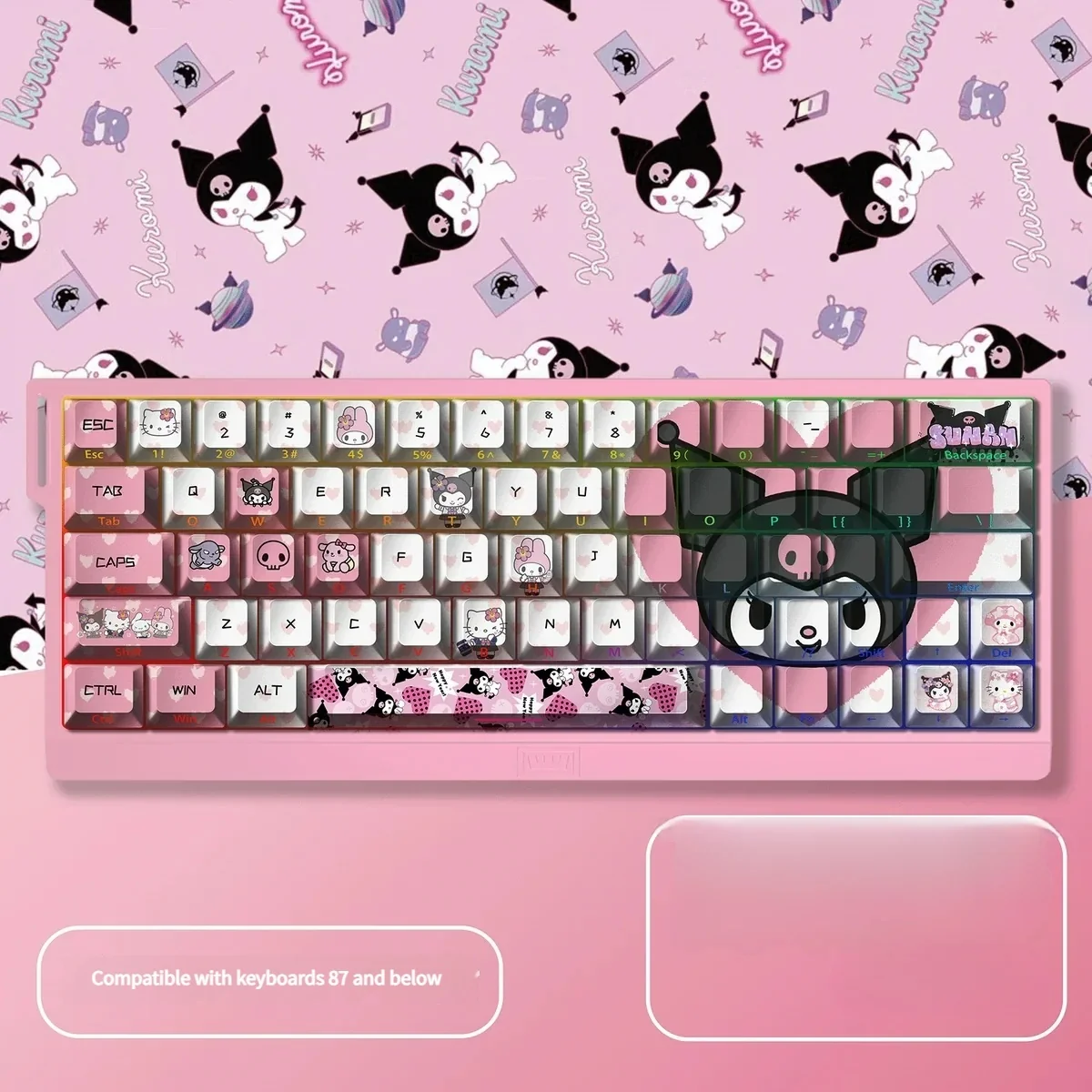 Kuromi PBT keycap set highlighting durable material