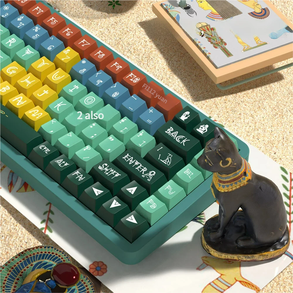 Angled view of Pharaoh Keycap Set, highlighting Cherry profile and PBT texture