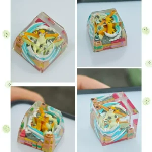Handcrafted Pidgeot artisan keycap in SA profile on a mechanical keyboard with RGB lighting.