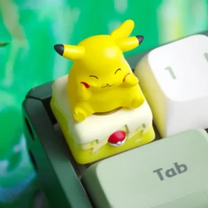 Pikachu spinning keycap on a mechanical keyboard