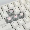 Pink Butterfly Heart WASD Keycap Set - High-transparency resin with 3D butterflies and hearts, XDA profile
