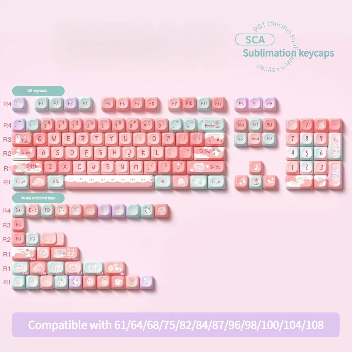 Mechanical keyboard with Pink Glacier Keycaps in a tranquil setting, emphasizing the calming, artistic desktop escape.