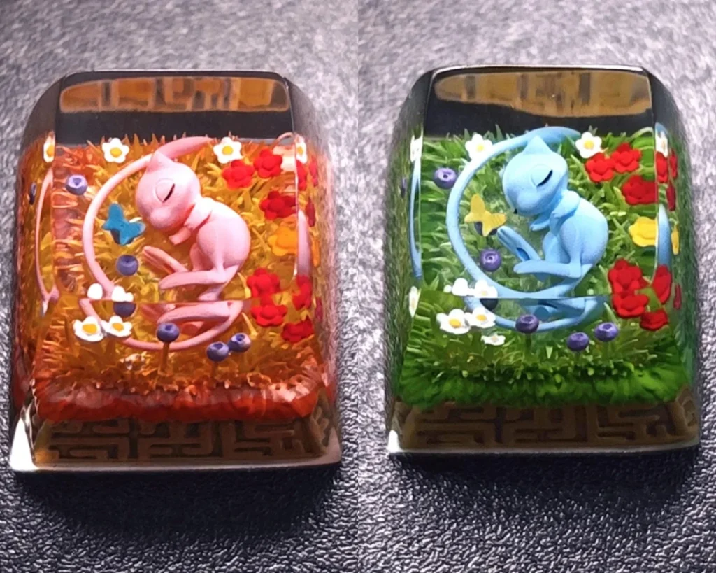 Pokemon Mew Transparent Keycaps Exquisite artisan hero image featuring Mew Transparent
