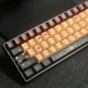 Close-up of Red Poker keycaps showing dye-sublimated legends