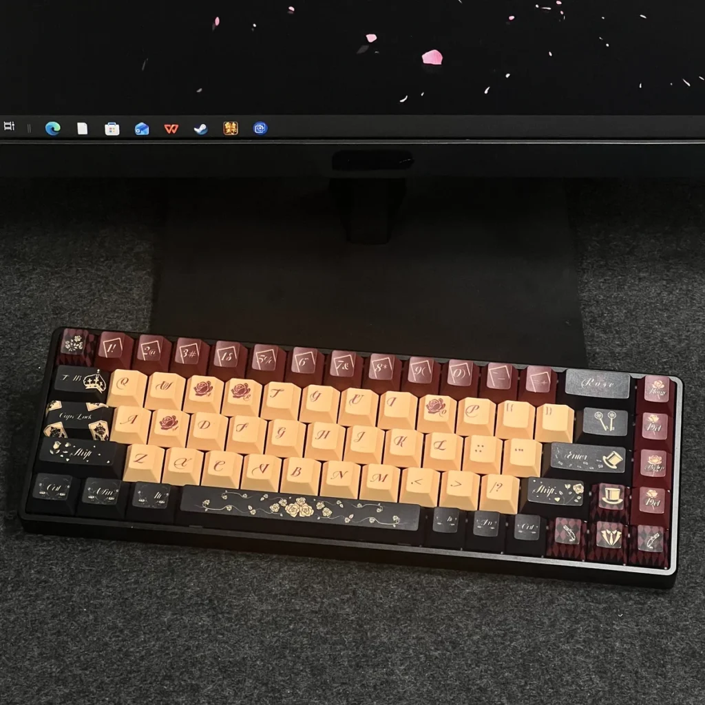 Red Poker PBT Dye-sub Keycap Set on mechanical keyboard