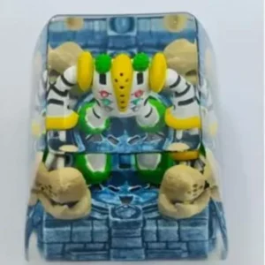 Detailed view of hand-sculpted Regigigas Pokémon keycap on keyboard