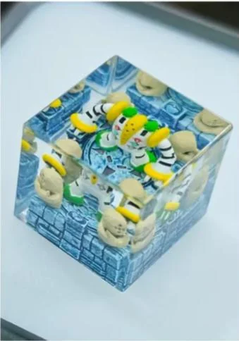 Close-up of Regigigas SA profile keycap, showing transparent resin material