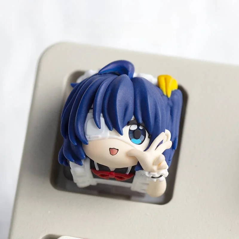 Rikka Takanashi artisan keycap on mechanical keyboard