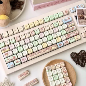 Detailed texture view of Rilakkuma and Kaoru Rilakkuma Keycap Set Rilakkuma design and durable material