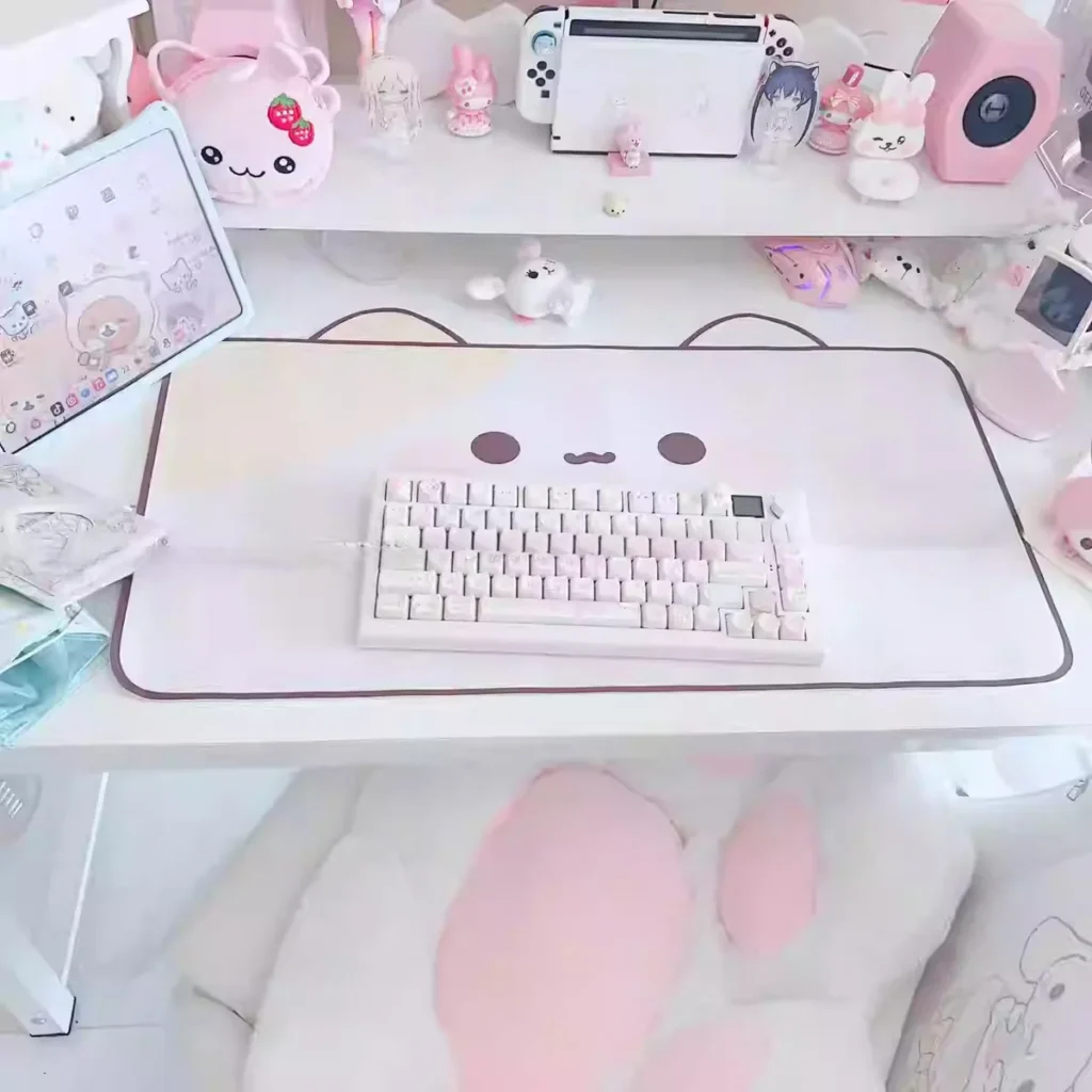 Rilakkuma Desk Mat on working desk