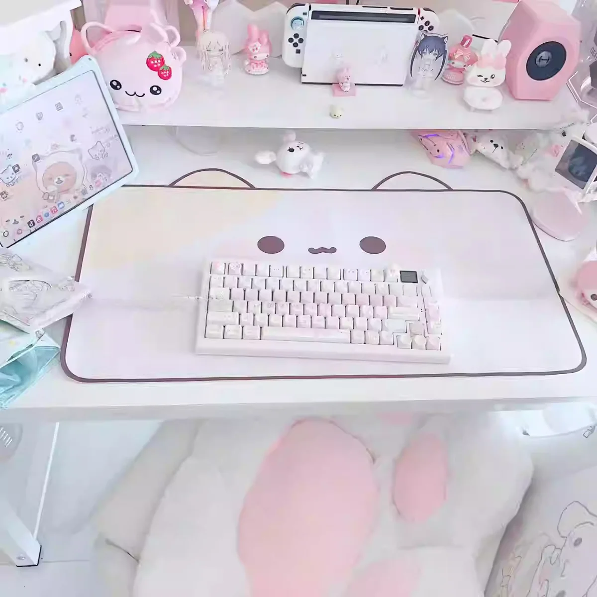 Rilakkuma Desk Mat on working desk
