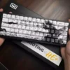 Samurai Ronin PBT Keycap Set on a mechanical keyboard, showcasing monochromatic Japanese artistry.
