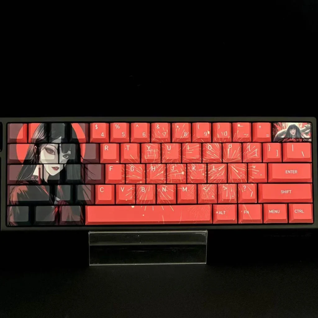 Snake Woman PBT Keycap Set on a dark mechanical keyboard setup