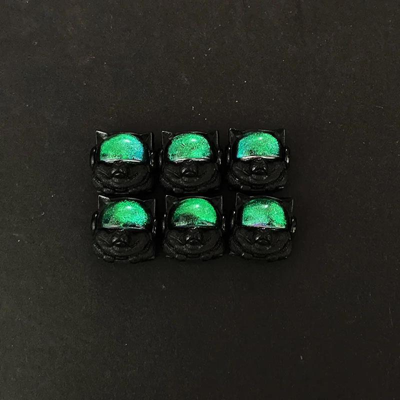 Close-up of Space Dog Keycaps Handcrafted resin Space Dog highlighting details and finish