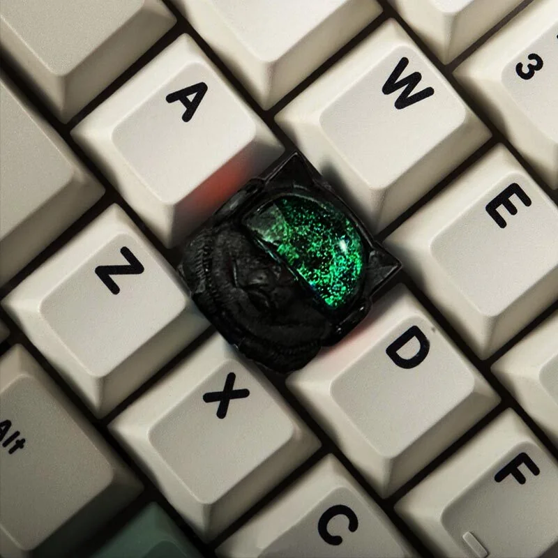 Side profile of Space Dog Keycaps Handcrafted resin Space Dog showing artisan keycap shape and fit