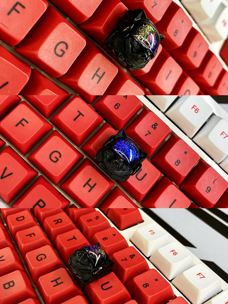 Detailed texture view of Space Dog Keycaps Handcrafted resin Space Dog design and material