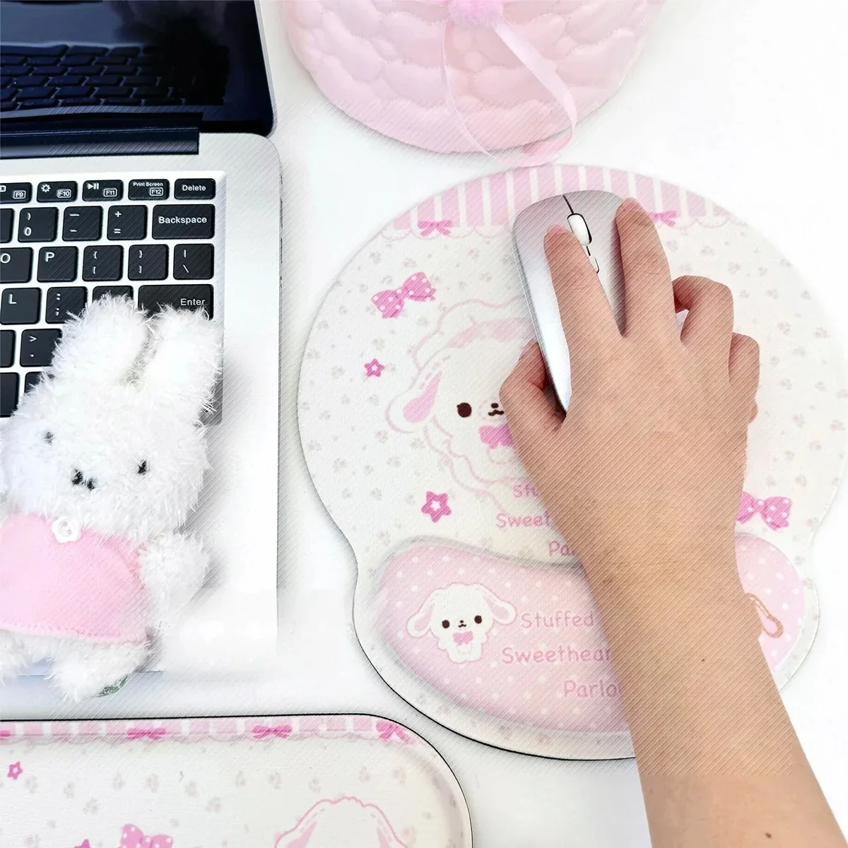 Close-up of pastel dessert themed Sugarbunnies Wrist Pad & Wrist Rest showcasing adorable design