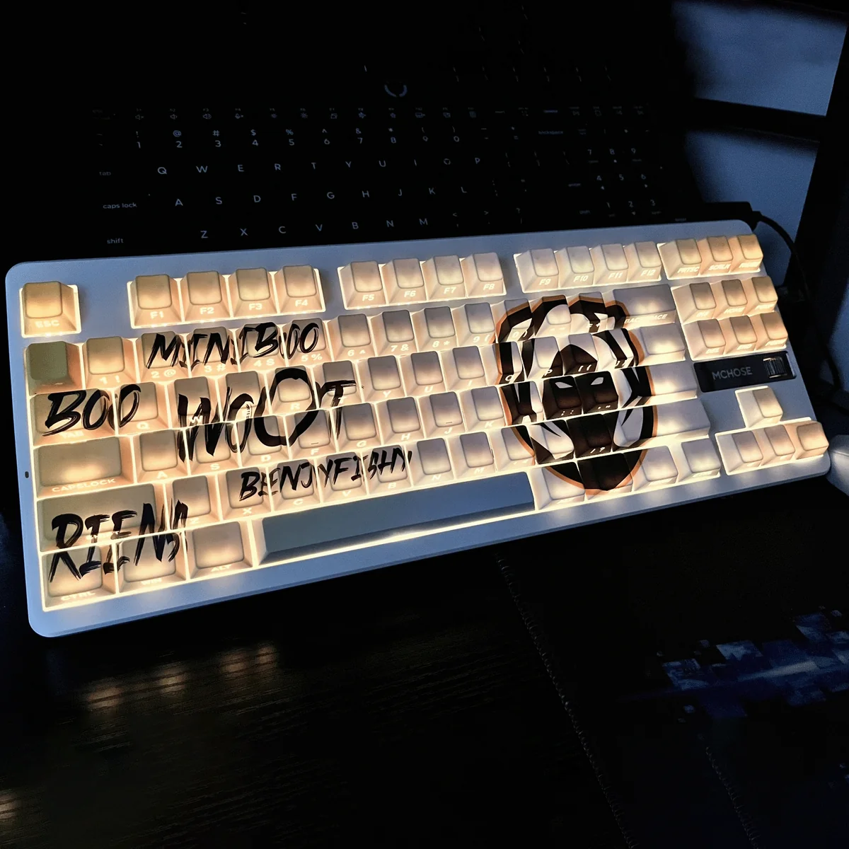 Close-up of Valorant Team Heretics Keycap Set Valorant highlighting details and finish