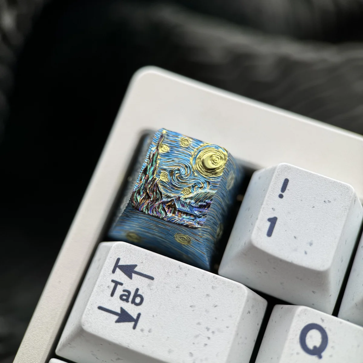 Angle view of Van Gogh Starry Night Van Gogh Starry Night showing color layering and layout presence