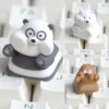We Bare Bears Grizzly artisan resin keycap on mechanical keyboard