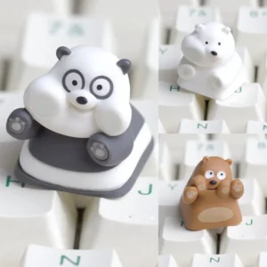 We Bare Bears Grizzly artisan resin keycap on mechanical keyboard