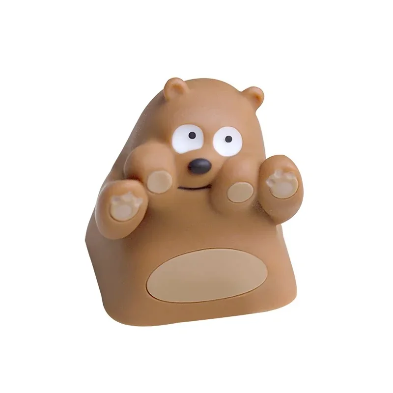 We Bare Bears Panda handcrafted resin keycap from side profile