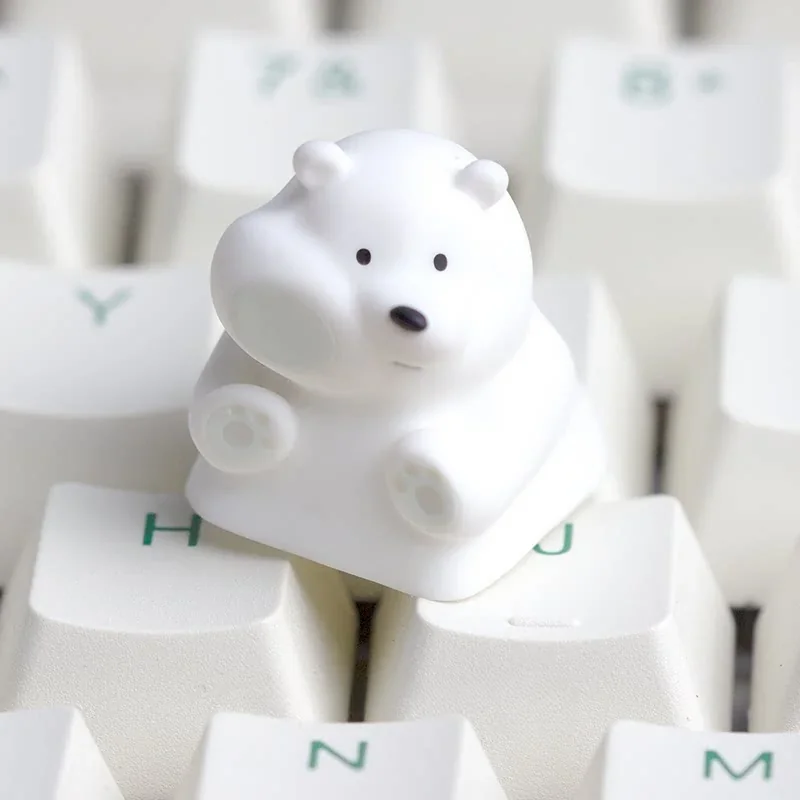 Close-up of We Bare Bears resin keycap showing craftsmanship and detail