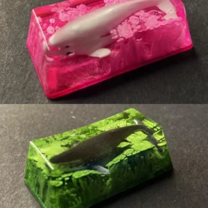 Handcrafted Whale Fall Artisan Keycap with translucent deep-sea diorama