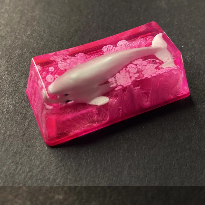 Close-up of intricate details in the Whale Fall 2u Backspace Keycap