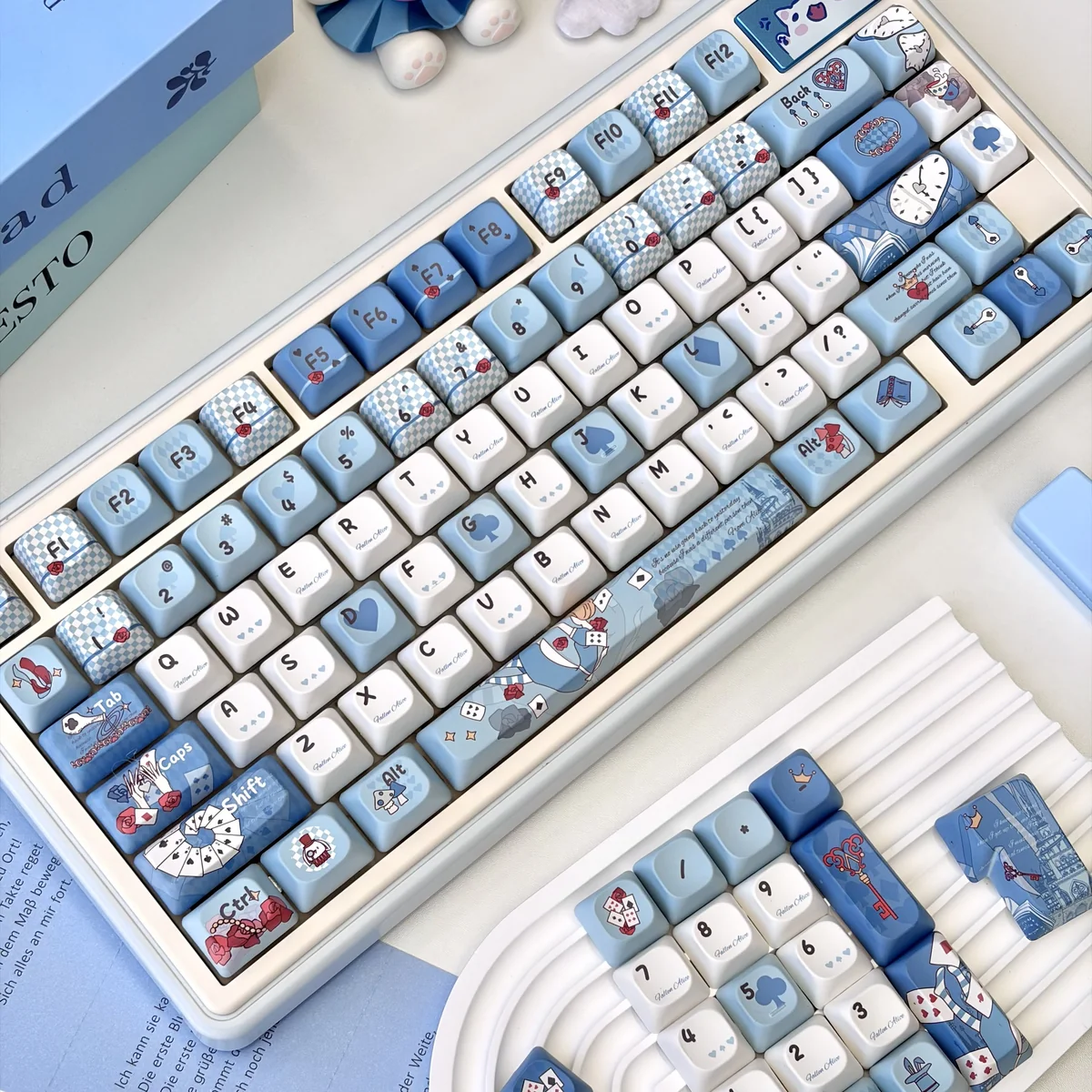 Assortment of Wonderland character keycaps from the Fallen Alice set
